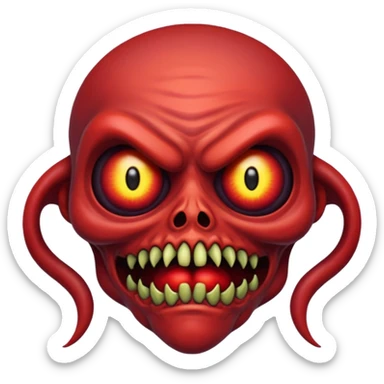 Cursed Crimson Satanic Moon Spooky Eerie Ghostly Spectral Zombiefied Monsterous Creature Face sticker