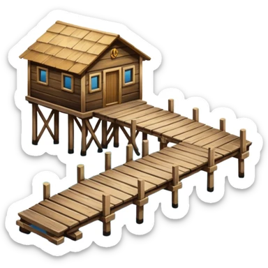 wharf, wooden dock extending over water sticker