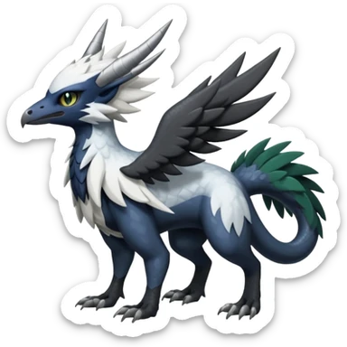 Shiny Black Grey White and Dark-Green Trico-Nargacuga-Silvally-Absol-fusion sticker