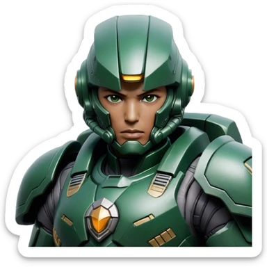 Cinematic Realistic StarCraft Terran Marine Portrait, head tilted epicly and inquisitively, showcasing a commanding presence and battle-hardened spirit. His steely gaze, set against intricately engineered tactical armor in dark green and grey, is rendered with lifelike clarity and dramatic lighting, high shine, epic and awe-inspiring, embodying the futuristic valor of a Terran warrior. sticker