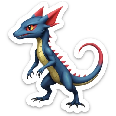 Colorful Dark edgy scary spooky cool badass realistic Heliolisk-Sneasel-Salandit-Cyclizar-Genesect-Pokémon, full body sticker