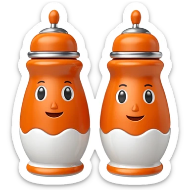 make a salt and pepper but make the pepper orange and make them both have legs and faces
 sticker