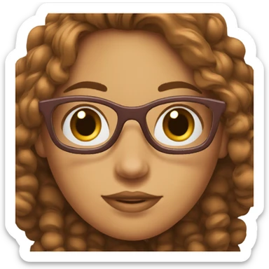 Une fille avec des cheveux marron caca et bouclés des lunettes  sticker
