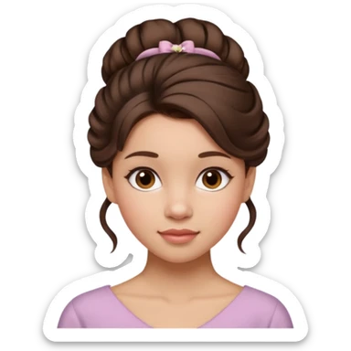 Cinematic Realistic Workout Girl Portrait, depicted with lifelike skin texture, subtle rosy undertones, and soft natural lighting that enhances the gentle contours of her face. Her intricately detailed brunete hair is elegantly styled in an updo, sticker