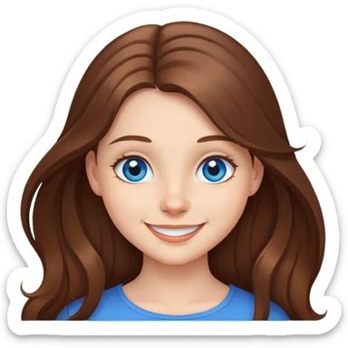 Closed smiling girl with long hair blue eyes  sticker