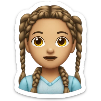 A light-skin girl with braids frowning sticker