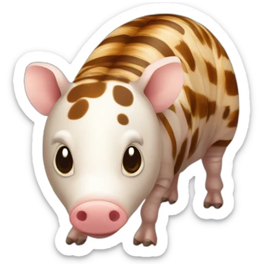 Tiger striped brown white mottled pig armadillo cow centipede insect sticker