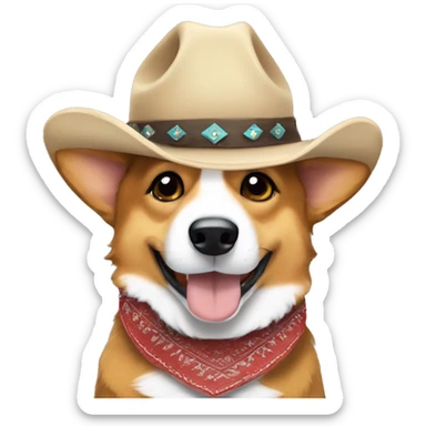sable corgi in western cowboy hat and bandana sticker