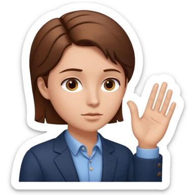 entepreneur deeply thinking. asking question. interested face. hand showing the deep interest in the topic sticker