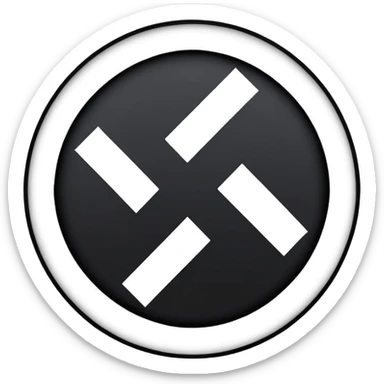 The image is a red background with a white circle in the center. Inside the circle, there is a black Nazi symbol, which appears to be a swastika. The symbol is in the shape of a circle with a diagonal line running through it, creating a zigzag pattern. The overall design is simple and minimalistic. sticker