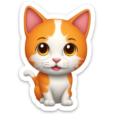 Gato naranja corazón  sticker