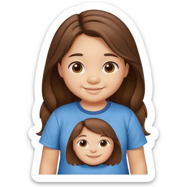 Une petite fille qui a des grosse joux qui est brune qui a les cheveux long et qui a un tee shirt stitch sticker