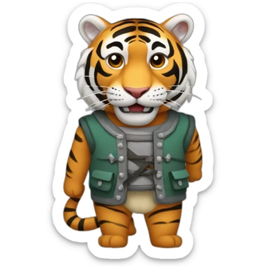 Tigre tenant une épée sticker