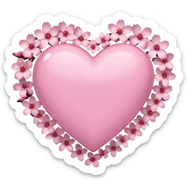 pink heart surrounded by sakura petals sticker