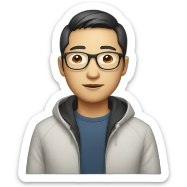 asian product designer with glasses sticker
