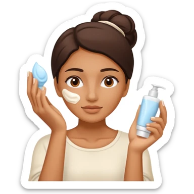 Perempuan lagi skincare (tapi yang lebih ketutup) fokus di muka sticker