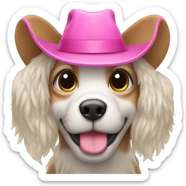 mini schaunzer wearing a pink cowboy hat sticker