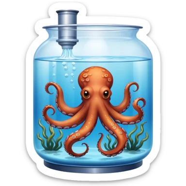 octopus swimming in water tank sticker