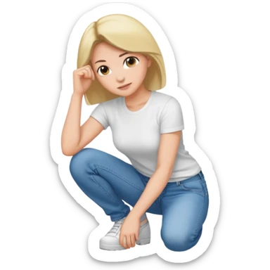  woman crouching sticker