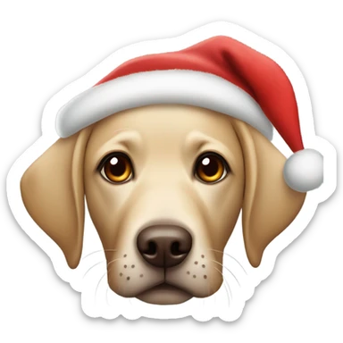 labrador with big brown eyes wearing a floppy santa hat sticker