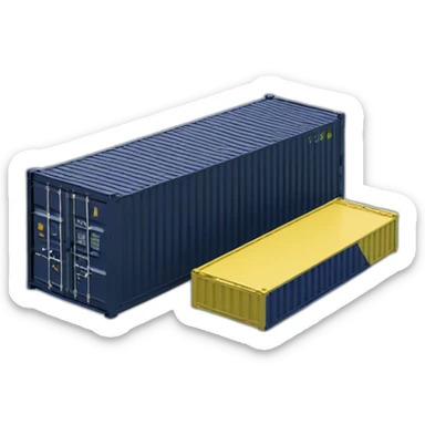 Small claster of futuristic containerainers of different shapes colored matte navy blue, green and yellow sticker