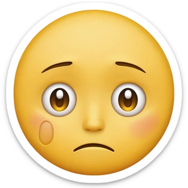 A regular yellow  skin, round face emoji looking straight at me not smilling, just staring with a tear rolling down its cheek sticker