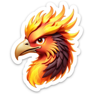 Cinematic Battle-Hardened Mystical Fire Phoenix Portrait Emoji, head tilted dramatically with a defiant, almost mocking smirk. Featuring a striking, rugged form with intensely scarred, flame-scorched feathers and eyes that burn with warrior-like fury, this phoenix embodies unapologetic badassery. Rendered with vibrant, lifelike textures and dynamic, contrasting shadows, high shine, and a bold soft glowing outline, it captures the essence of a phoenix ready to rise and scorch any challenge with battle-hardened might. sticker