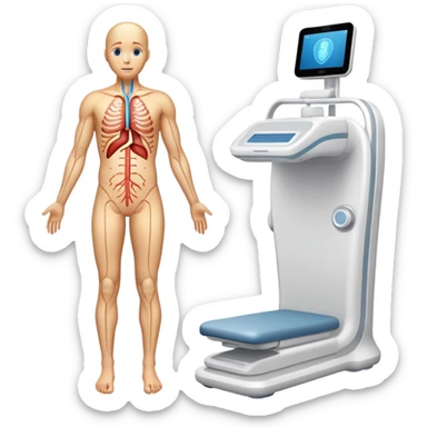 Human body scan with scanning lines, medical examination, full body diagnostic sticker