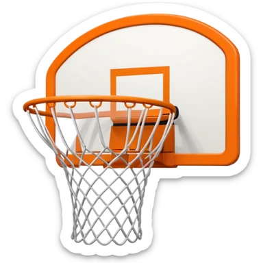 basketball hoop object icon, backboard and rim, net details, 3D cartoon, mobile game icon style, centered, clean background, no text, no watermark
 sticker
