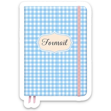 Cute  journal cover, pastel blue gingham pattern
Handwritten feminine typography, soft aesthetic, cozy girl vibe
Clean product mockup, minimal shadows, lifestyle stationery style sticker