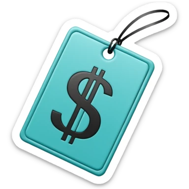 price tag emoji with $1, turquoise color sticker