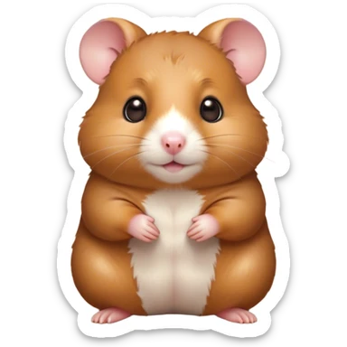 Cinematic Cute Brown Hamster Portrait Emoji, Head tilted playfully and inquisitively, featuring a glossy, rich brown coat with a delicate sheen, round, sparkling dark eyes filled with curiosity, Simplified yet irresistibly adorable features, highly detailed, glowing with a warm, friendly glow, high shine, affectionate and lively, stylized with a touch of whimsy, bright and endearing, soft glowing outline, capturing the essence of a mischievous yet loving hamster, so playful it feels like it could dash out of the screen and into your arms! sticker