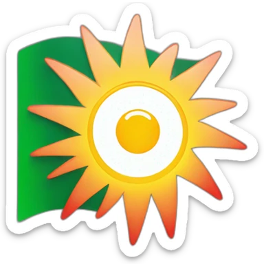 Red at the top, white in the middle with the sun in the middle and a green flag at the bottom sticker