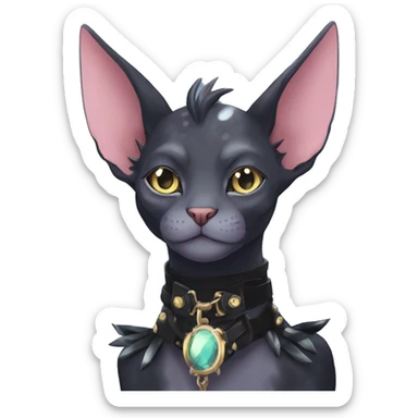 cool punk kawaii anime edgy distinguished ethereal elegant beautiful fantasy black ethereal fantasy nargacuga-Noivern-sphynx-Quiana-Fakemon collar harness jewels full body sticker