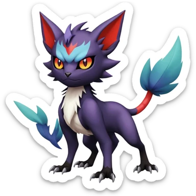 Edgy Cool Kawaii Litten-Noivern-Noibat-Absol-Pokémon Full Body sticker