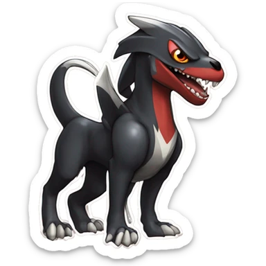 Black Cool Edgy Nargacuga-Houndoom-Garchomp Fakémon  with White and Red Edgy markings sticker