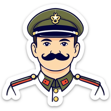 historical figure with a mustache and military uniform sticker