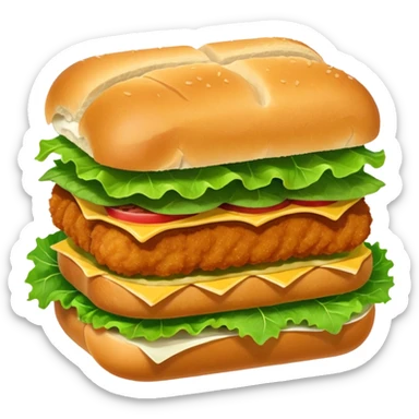 schnitzel sandwich: an oblong roll topped with a schnitzel, served on a lettuce leaf sticker