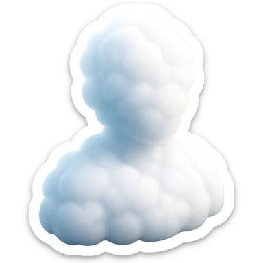 A person from the shoulders up, entirely composed of fluffy white convex clouds sticker