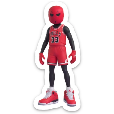 3D emoji style red Jordan Retro 3 sneaker with arms and legs, no face, standing pose sticker
