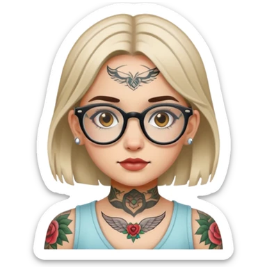 young girl with face tattoos wearing glasses sticker