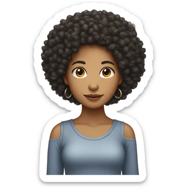 Biracial Young Woman with curly shoulder Afro sticker