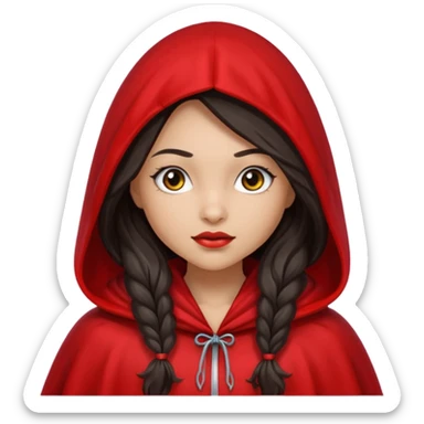Little red riding hood light skin black with straight long wavy hair and long eyelashes  sticker