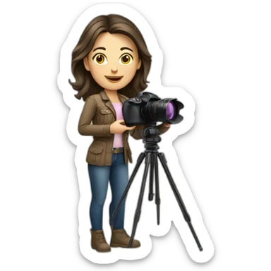 caucasian brunette woman photographer sticker