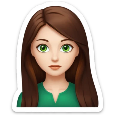 noia molt bonica amb caobells llargs i marrons brillanta i ulls verds sticker