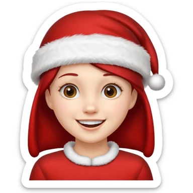 clean and vanilla girl with santa claus hat like holiday mood, christmas!! sticker