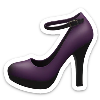Realistic pair of dark plum purple with black details closed toe high high heel sticker
