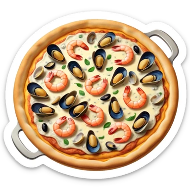 seafood pizza with shrimp, mussels, and clams sticker