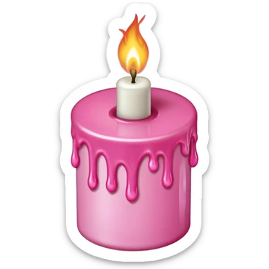 A drawing of a flaming pink candle that could be used at a romantic dinner table. The camera should be isometric at a 90-degree angle. sticker