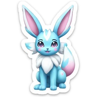 Kawaii Pastel Shiny Sylveon-Glaceon Full Body sticker